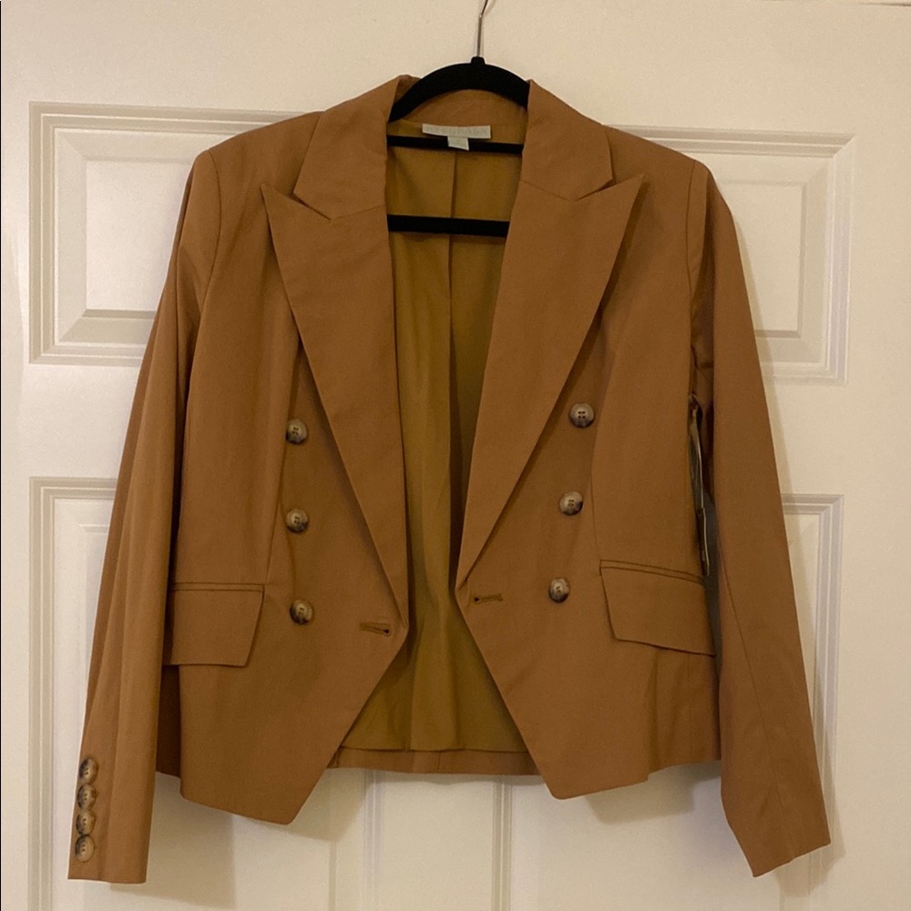 Women's Tan Double-Breasted Blazer